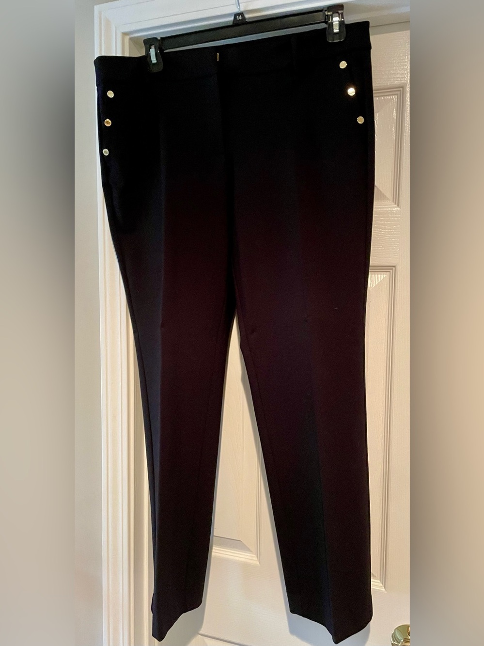 Anne Klein Black Pants with Gold Pocket Buttons Size 16